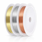 3 Rolls Jewelry Beading Wire, 0.2mm Copper Craft Wire for Jewelry Making, Copper Beading-Wires, Thin Beading Wires for Jewelrys Making, DIY Craft (3 Colors, 82 Feet/Roll)