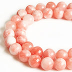 45pcs 8mm Pink White Jade Beads Natural Gemstone Beads Round Loose Beads for Jewelry Making - color: Pink White Jade, size: 8mm