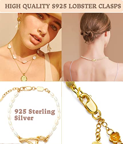 Dailyacc 925 Sterling Silver Lobster Clasp with Closed Jump Rings Gold Necklace Clasps and Closures for Jewelry Bracelet Extender,Made in Italy - color: 4pcs Gold, size: 0.39IN/10MM