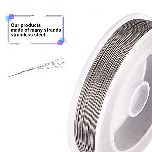 BENECREAT 300-Feet 0.46mm Stainless Steel 7-Strand Beading Wire with 200pcs Jump Rings, 50pcs Crimp Beads and 30pcs Lobster Claw Clasps for Jewelry Making - size: 0.46mm, style: 7 Strand