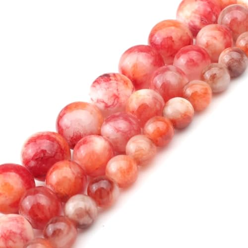 Yochus 40pcs 10mm Red Persian Jade Energy Healing Round Bulk Gemstone Beads for Jewelry Making Bracelet Necklace Earring DIY - color: red, size: 10mm