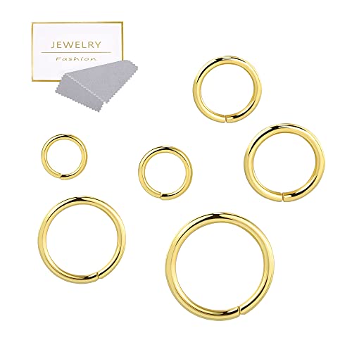 ALEXCRAFT 14K Gold Plated Sterling Silver Jump Rings for Jewelry Making 4mm 5mm 6mm 7mm 8mm 10mm 925 Sterling Silver Open Jump Rings for DIY（60 PCS） - color: 14K Gold on Sterling Silver (Mix Size, 60pcs)