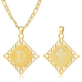 LETFLY Initial Necklaces for Women Men, 18K Gold Plated Letter Cross Pendant Necklace Alphabets A-Z Figaro Chain Jewelry Gifts - color: Rhombic, style: Letter D