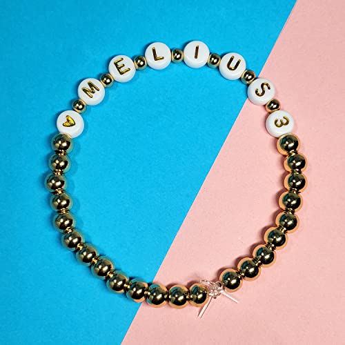 Melius Acrylic Gold Letter Beads, 1450 Pcs 4x7mm Round Alphabet Beads in 28 Grid Box for Jewelry Making, DIY Bracelets, Necklaces, Key Chains, Bracelets - color: Gold, size: 4x7mm