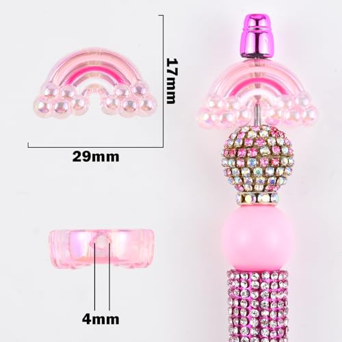 20Pcs Acrylic Rainbow Focal Beads for Pens Colorful Rainbow Fancy Space Beads for DIY Craft Beadable Pens Keychain Bracelet Necklace Earrings Jewelry Making - color: Rainbow