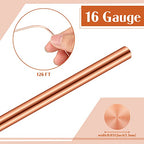Therwen 16 Gauge Copper Wire for Electroculture, Gardening Plants, Jewelry Making DIY Beading Craft Bendable Solid Bare Copper Wire, 1 Pound Spool(0.051'' Dia, 126' Length) - size: 0.051'' Dia, 126' Length, style: 16 Gauge