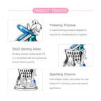 925 sterling silver Bead Charm for Pandora bracelets and Necklaces - Cute Heart Animal Ocean Pendant Bead Charms with Cubic Zirconia Mother's Day Jewelry Making DIY Gifts for Women Wife/Girlfriend - color: Fairy Sitting on Castle Wall
