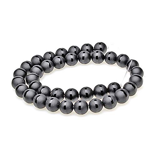 MJDCB Round Stone Beads Natural Matte Frosted One Line Black Agate Onyx Loose Beads are Used in Jewelry Design to Make Bracelets and Necklaces (6mm) - color: Matte One Line Black Agate, size: 6mm