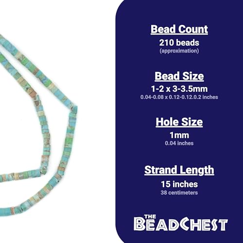 The Bead Chest Mixed Afghan Turquoise Beads 3mm Afghanistan Green Heishi Gemstone 15 Inch Strand