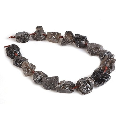 Natural Smoky Quartz Crystal Nugget Raw Graduated Beads Strand 2mm Hole Drilled - color: Smoky Quartz