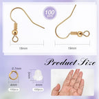 TOAOB 300pcs Earring Hooks Kits K Gold French Ear Wires with Ball and Coil 18mm Fish Hook Earring Making Supplies with Jump Rings and Clear Silicone Ear Backs for DIY Jewelry Findings - color: K gold