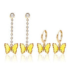 Crystal Zirconia Gold Plated Brass Charms for Jewelry Making Bracelet Necklace Earring Pendant Craft Supplies DIY Accessories - color: Butterfly-Yellow-5Pcs