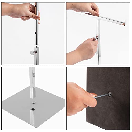 Polmart Countertop Adjustable Display Stand Stand for Purses/Handbags, Wreaths, Wigs, Hats and Crafts (T-Stand, Silver) - color: Silver