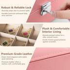 Homeanda Jewelry box 2 layer Jewelry box Leather Jewelry boxes for Women Girls Teens Jewelry organizer box Jewelry Storage box with lock(Pink) - color: Pink