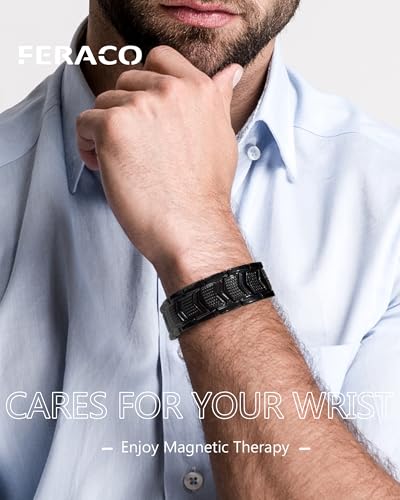 Feraco Copper Bracelet for Men 3X Strength,Magnetic Therapy Bracelet Copper Jewelry with Powerful 3800 Gauss Magnets - style: Arrowforge Pattern