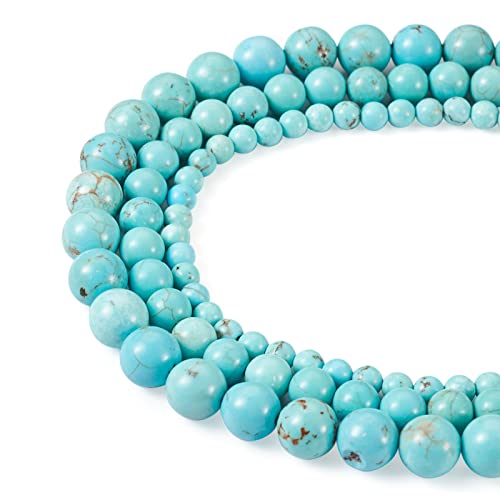 Cheriswelry 3Strands 4-9mm Natural Turquoise Beads Strands Round Natural Howlite Gemstone Beads Gemstone Loose Spacer Beads for DIY Earring Bracelet Necklace Jewelry Making - color: Natural Howlite