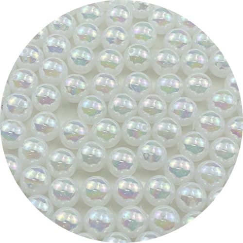 100pcs 12mm Acrylic Round Beads AB Colors Spacer Beads with Hole for DIY Bracelet Necklace Jewelry Making Supplies Handmade Craft(Jelly White AB) - color: Jelly White AB, size: 12mm