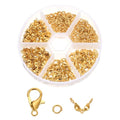 uxcell 570Pcs Jewelry Making Accessories Set with 50Pcs Lobster Claw Clasps, 400Pcs Open Rings, 120Pcs Crimp Bead Covers for Jewelry Making, Gold - color: Gold