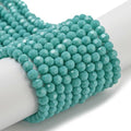 Perlin Czech Bohemian Crystal Glass Beads Faceted Round 4mm 90 Pieces Loose Spacer 1 Strand Beads for DIY Jewelry Earrings Necklace Bracelet Making (Turquoise Opaque) - color: Turquoise opaque