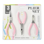 Jewelry Pliers Set (3-Piece) - Needle Nose Pliers, Round Nose Pliers & Wire Cutters for Jewelry Making, Repair, Wire Wrapping, Crafting - Professional DIY Tools (Pink) - color: Pink
