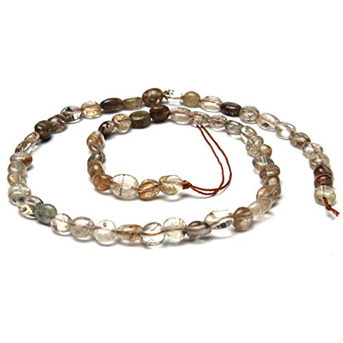 MJDCB Natural Irregular Shape Stone Beads 6-8mm Copper Color Quartzrutilated Gemstone Energy Cured for Jewelry Making Necklaces - color: Copper Color Quartzrutilated