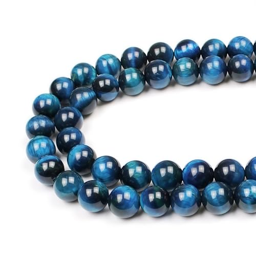 MJDCB Stone Beads 10mm 35pcs Round Sky Blue Tiger's Eye Loose Gemstone Bead Charms for Jewelry Making Bracelet Necklace Earring Pendant - color: Sky Blue Tiger's Eye, size: 10mm
