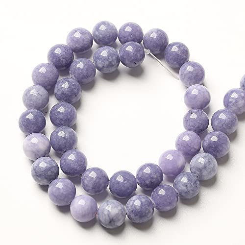 8mm 90pcs Natural Purple Angelite Stone Beads Lavender Gemstone Round Loose Beads for Jewelry Making DIY Bracelet Necklace Earrings 32" 2 Strands - color: Purple Angelite Stone Beads, size: 8mm(2 strands)