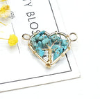 LE SKY 8 Pcs Natural Chip Stone Pendant Connectors Mixed Crystal Stone Wire hand knitting Life Tree Charms for Jewelry Making Necklace Bracelet DIY