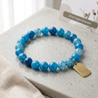 45pcs Smooth Natural Blue Agate Beads，8mm Dragon Vein Gemstone Round Loose Stone Beads for Jewelry Making DIY Bracelet Necklace Earrings - color: blue dragon vein, size: 8mm