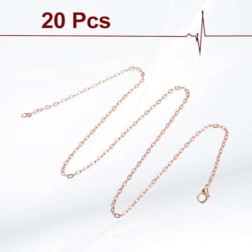 HARFINGTON 20 Pack 18 Inch Necklace Chains Bulk 2.5mm Rose Gold Plated Cable Chains with Lobster Clasps for Jewelry Making - color: Rose Gold, size: 18 Inch x 2.5mm