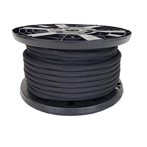 QNR 1/2" Black Shock Cord, Marine Grade Polyester Bungee Cord, 100 ft Spool, UV Resistant Elastic Rope - size: (#16) 1/2" x 100 feet