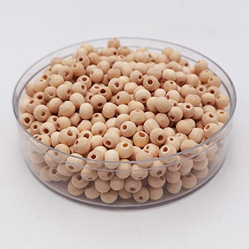 INSPIRELLE 4500pcs 6mm Natural Wood Beads Unfinished Round Wooden Loose Beads Wood Spacer Beads with 10M Jute Twine for Craft Making Home Decoration - size: 6mm