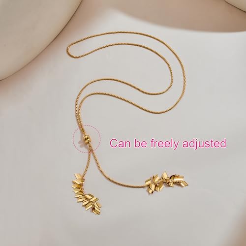 Gold Silver Necklace for Women Y Chain Adjustable Gold Long Necklaces Fashion Dainty Jewelry - color: gold E