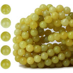 HAAMIIQII 8mm Natural Yellow Lemon Jade Beads Round Gemstone Loose Beads for Jewelry Making 2 Strands (92-96pcs) - color: Yellow Lemon Jade, size: 8mm (92-96pcs)