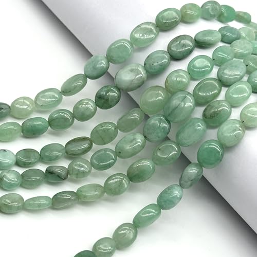Stone2wear Natural Emerald Beads Smooth Oval 5x4mm-10x8mm | Genuine Green Gemstone 13" Strand | May Birthstone Jewelry Making Supplies DIY Necklace Bracelet