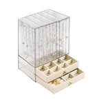 Greenfeather Jewelry Organizer with 7 Removable Drawers, Clear Acrylic Jewelry Box with 40 Necklace Hooks 120 Pairs of Earring Holes 2 Velvet-Lined Drawers for Rings Necklaces Earrings - color: Off-White-Style A