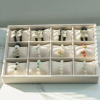 Jewelry Watch Tray, Beige Velvet Watch Jewelry Organizer 12 Grid, Stackable Watch Bracelet Bangle Display Holder, Adjustable Pillows, for Man Woman Show Birthday - color: Beige