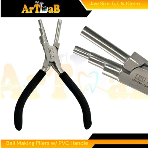 Bail Making Pliers for Making Constant Small Loops 5mm 7mm and 10mm, PVC Non-Slip Grip, Wire Wrapper Jewelry Making Pliers | German Stainless Steel