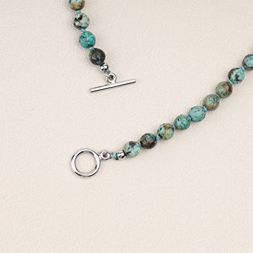 GAVU Hand-knotted Men's Beaded Necklace, Crystal Necklace for Men - color: African Turquoise, size: 24"