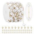 KYUNHOO 16.4FT/5M Artificial Shell Pearl Chain Roll Stainless Steel Paperclip Links Gold Plated Chains for Jewelry Making with Jewelry Connectors - color: Shell Gold