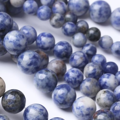 Blue Dot Stone Beads for Jewelry Making DIY Bracelet Necklace Jewelry Making 1 Strand 15.5inch 31PCS 12MM - color: Blue Dot Stone, size: 12MM