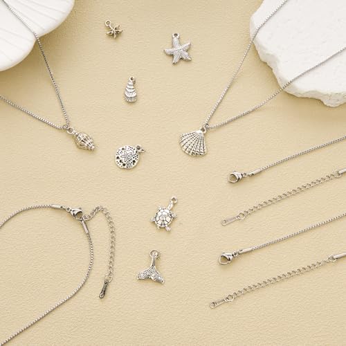 SMYHTGLIF 18 Inches Silver Stainless Steel Necklace Chain for Jewelry Making 12 Pack DIY Craft Box Necklace Chain with Lobster Clasps - color: Silver Box, size: 18 inches