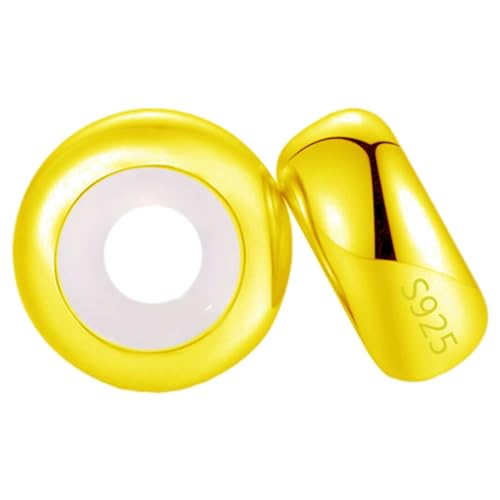 Clip Stopper Charms Sterling Silver Rondelle Spacer Bead for Bracelets (Silver) - color: Golden