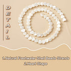 Fashewelry 62pcs Heart Freshwater Shell Beads 6mm Tiny White Heart Shell Charm Seashell Summer Beach Beads for DIY Crafts Valentines Day Necklace Bracelet Earring Jewelry Making Supplies - color: 1-White, 6x6mm