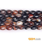 GEM-Inside 6x9mm Natural Brown Botswana Onyx Agate Stone Semi Precious Rice Olive Oval Chakras Beads for Jewelry Making DIY Handmade Craft Supplies 15" - size: Brown-6x9mm