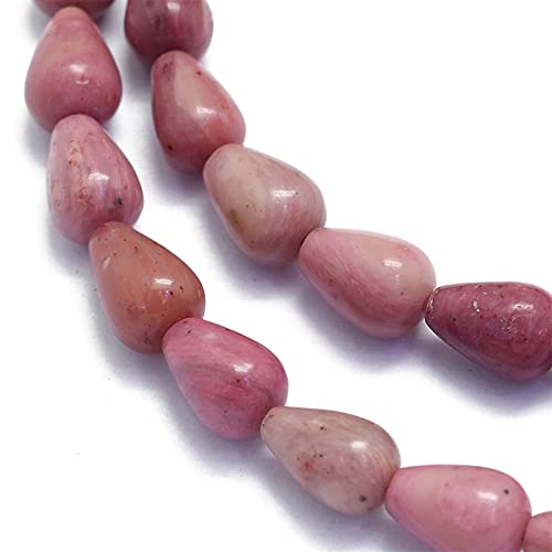 Craftdady 80pcs Teardrop Natural Rhodonite Stone Beads Polished Gemstone Loose Beads Healing Chakra Energy Crystal Beads 9x6mm for Bracelet Necklace Earring Jewelry Making - color: Rhodonite
