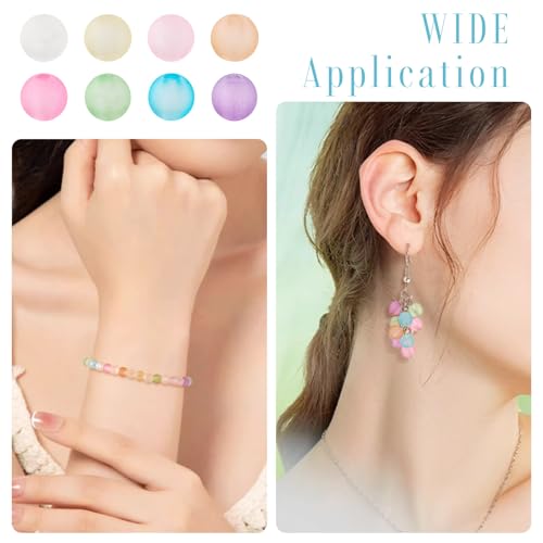 400Pcs 6mm Acrylic Beads Frosted Pony Bead Candy Color Small Pastel Beads Round Kandi Bead Spacers for Crafts DIY Necklace Bracelets Keychain Lanyards Jewelry Making Supplies - color: 8 Colors, Round