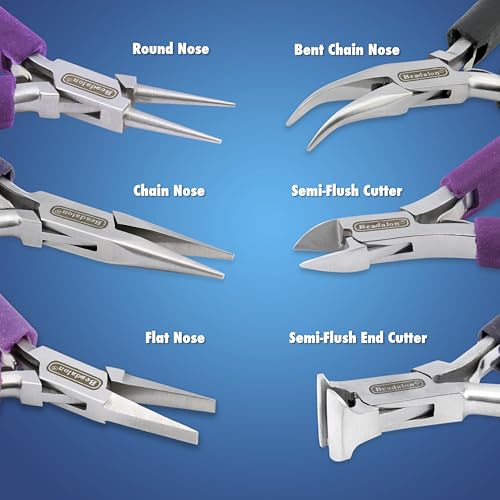 Beadalon Designer Series Chain Nose Pliers, Black Vinyl-Free Grips, Stainless Steel, Box Joint, Double Leaf Springs, 4.75 in - color: Black, style: Chain Nose