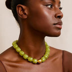 Colorful Beaded Choker Necklace for Women Boho Large Square Acrylic Beaded Necklace Adjustable Surfer Beach Strand Necklces Summer Jewelry Accessories - color: Green