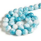 35pcs 10mm Blue White Jade Beads Natural Gemstone Beads Round Loose Beads for Jewelry Making - color: Blue White Jade, size: 10mm